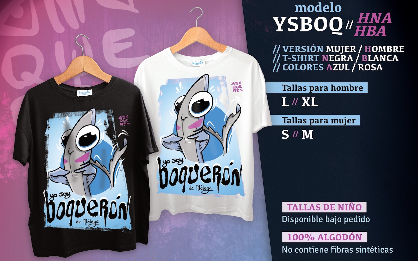 Camisetas con diseño "Yo soy boquerón" en color rosa